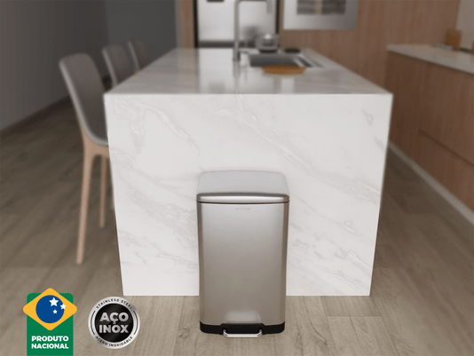 Bote de basura de pedal 30L en acero inoxidable cepillado