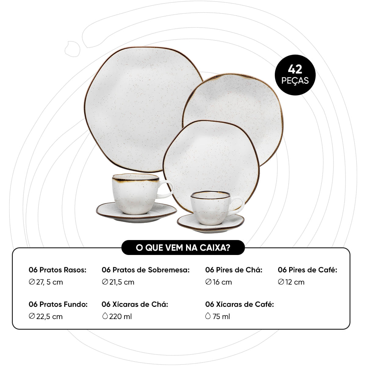 Juego de vajilla té y café 42 piezas Ryo