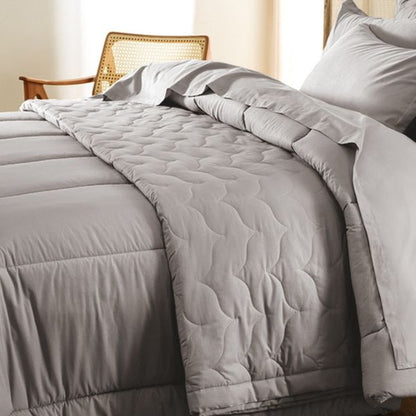 Edredón Queen 200 hilos 100% algodón color titanio