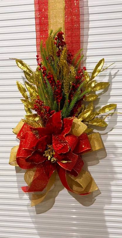 Escapulario navideño rojo y dorado de lujo | Belvaron